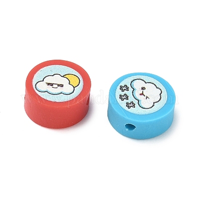 Печатные бусины из полимерной глины ручной работы CLAY-I016-08B-1