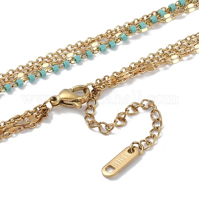 Многослойные ожерелья из нержавеющей стали 304 NJEW-P302-05G-1