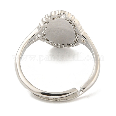 Регулируемые кольца из латуни овальной формы со стойкой для женщин RJEW-I105-03P-02-1