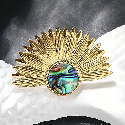 Кольца для женщин из ракушки пауа из нержавеющей стали 304&nbsp;RJEW-G346-11G-01-1