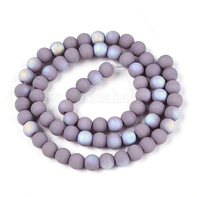 Нити из матовых непрозрачных стеклянных бусин GLAA-T032-P6mm-MBB07-1