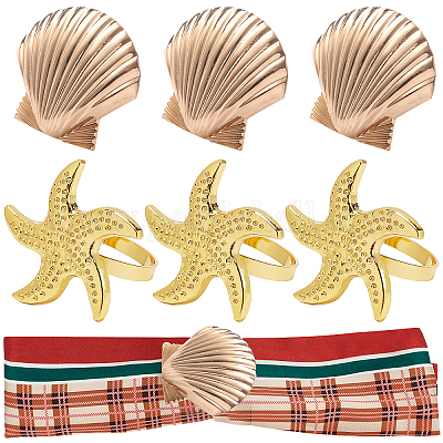 6 шт. 2 стиля колец для салфеток из сплава AJEW-GF0002-73G-1