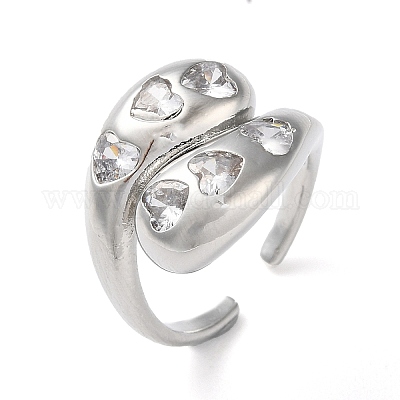 Экологически чистое латунное кольцо с микро-паве и прозрачным кубическим цирконием RJEW-A025-04P-01-1