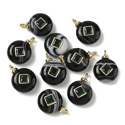 Подвески из натурального черного полосчатого агата G-H328-08G-D20-1