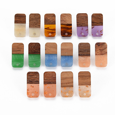 Двухцветная фурнитура для серег из смолы и орехового дерева MAK-N032-029-1