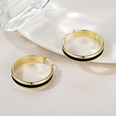 Серьги-кольца из латуни с эмалью FS-WG7714F-01-1