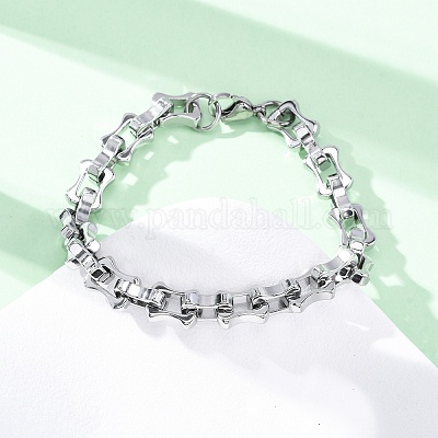 Браслеты из прямоугольной цепи из нержавеющей стали 304 для женщин и мужчин BJEW-R018-20P-1
