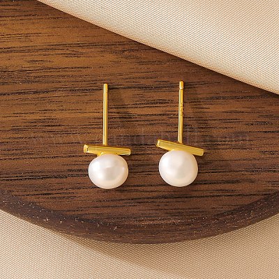 Элегантные серебряные серьги-гвоздики с пресноводным жемчугом для повседневной носки у женщин NN8713-1-1