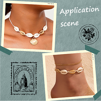 100 шт. гальванизированные натуральные бусины из ракушек каури BSHE-LT0001-05A-1