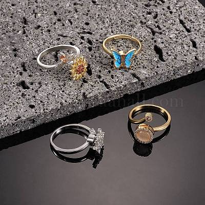 4 шт. 4 стильных вращающихся манжеты из кубического циркония для успокоения беспокойства RJEW-SZ0001-14-1