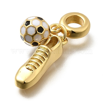 Латунные белые и черные эмалевые футбольные бутсы европейские подвески KK-Z093-11G-1