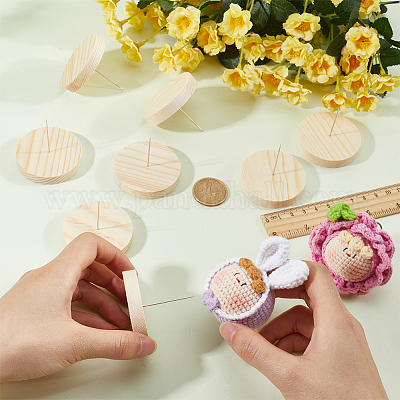 24 Supports En Bois Pour Poupées Crochet - Base Avec Pic Unique Ou Double - Exposition Figurines, Animaux, Personnages - 2