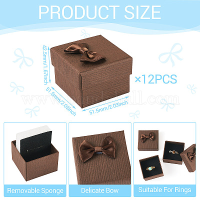 Квадратные картонные бумажные подарочные коробки для хранения колец CON-TAC0001-17D-1