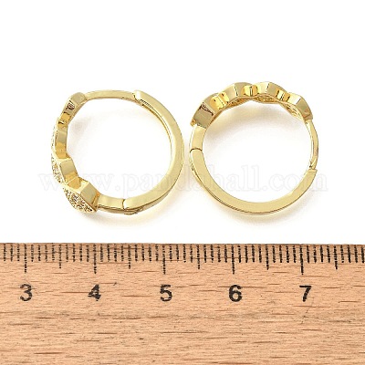 Серьги-кольца из латуни с прозрачным фианитом EJEW-M047-26G-1