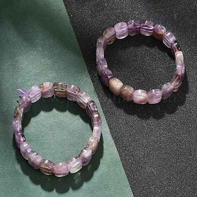 Браслеты из натурального аметиста с бусинами для женщин и мужчин BJEW-M049-11C-1