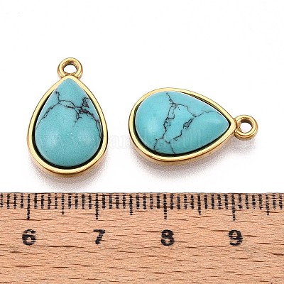 Подвески из синтетической бирюзы в форме капли STAS-N109-210C-G-1