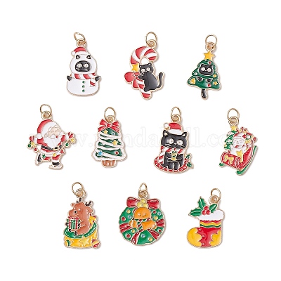 10шт рождественские подвески из сплава эмали PALLOY-JF04133-1