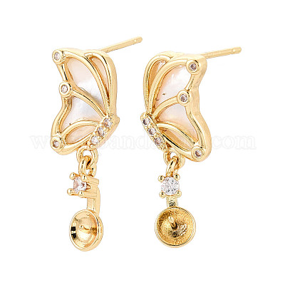 Латунные серьги-гвоздики из циркония KK-T079-46G-1