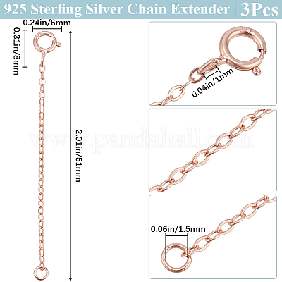 3 шт. 925 удлинителя цепи из стерлингового серебра BJEW-BBC0003-32A-1