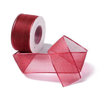 10 Yards Polyester Chiffon Ribbon, for DIY Jewelry Making, Dark Red, 1-  inch(25.5mm)