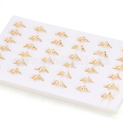 Регулируемые открытые манжеты из латуни и натурального жемчуга для женщин&nbsp;PEAR-N020-07I-1