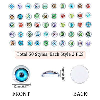 2 пакетик полукруглых/купольных стеклянных кабошонов с плоским дном и узором «глаз дракона» для проектов своими руками GGLA-PH0001-36-1