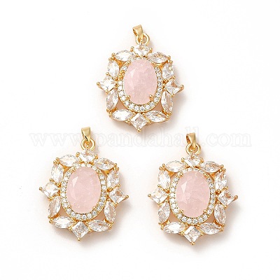 Подвески из латуни и дробленого льда с кубическим цирконием KK-H438-06G-1