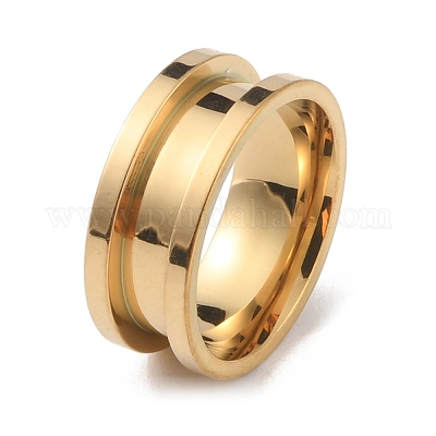 Кольцо для пальца из нержавеющей стали 201 с рифлением RJEW-WH0004-32A-G-1