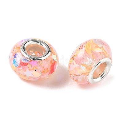 Прозрачные европейские бусины-рондель из смолы RESI-S023-13-1