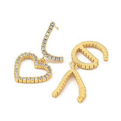 Серьги-гвоздики из латуни с микропаве из прозрачного кубического циркония EJEW-B061-02G-1