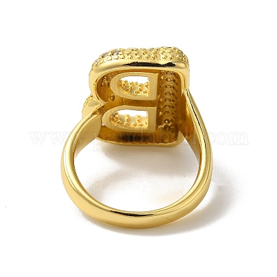 Открытое кольцо-манжета из латуни с надписью микро паве для женщин с прозрачным кубическим цирконием RJEW-N046-03B-G-1