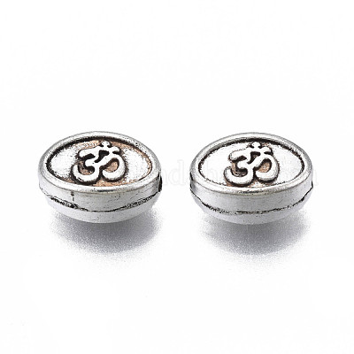 Сплавочные овальные бусины тибетского стиля  TIBEB-N007-037-1