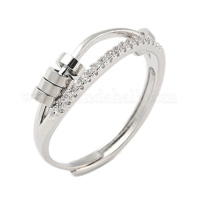 Вращающиеся кольца для пальцев для женщин с микропаве из латуни и кубическими цирконами&nbsp;LS-RJEW-C132-04P-1