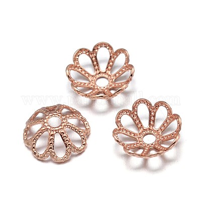 Wholesale 8mm Nickel Free Gold Color Flower Spacer Bead End Caps