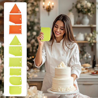 9 шт. 3 вида пластиковых скребков для крема для выпечки AJEW-TA0002-34-1