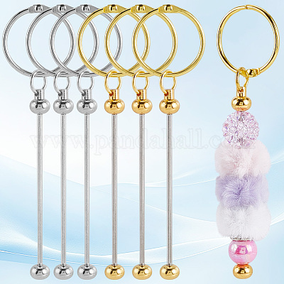 10 шт. 2-х цветные железные стержни для брелоков с бусинами AJEW-SC0003-90-1