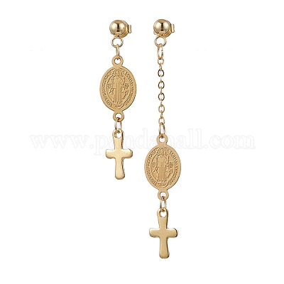 Длинные висячие серьги-гвоздики из латунных цепочек для женщин EJEW-JE06224-1