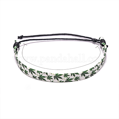 Плетеные браслеты из ткани и вощеного шнура с напечатанным узором в виде кленового листа для мужчин и женщин FS-WG27F11-01-1