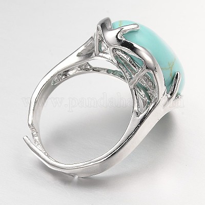 Регулируемая овальная драгоценный камень широко диапазона кольца RJEW-L062-01F-1