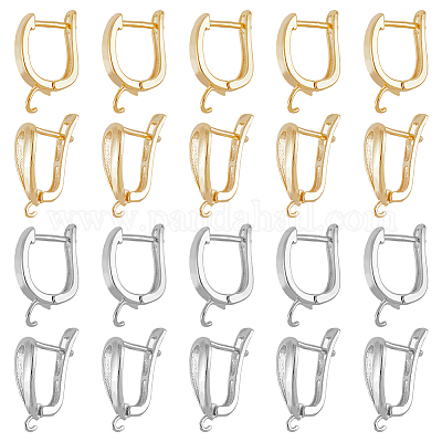 24 шт. 4 стиля латунных сережек-колец KK-DC0003-13-1