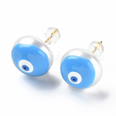 Light Blue Shell Circle Earring Studs