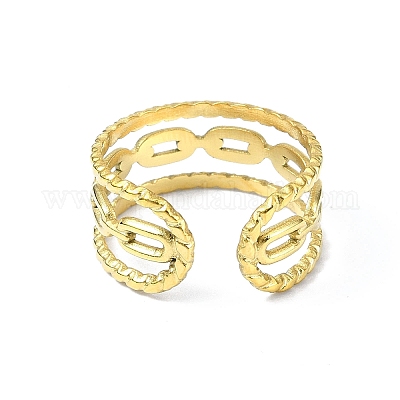 Открытое манжетное кольцо из нержавеющей стали 304 с ионным покрытием (IP) RJEW-L109-035G-1