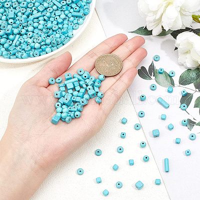 10 нить 5 стильные синтетические бирюзовые бусины G-OC0002-15-1