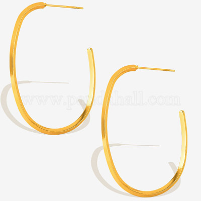 Стильные овальные серьги-гвоздики из нержавеющей стали 304 OW5803-2-1