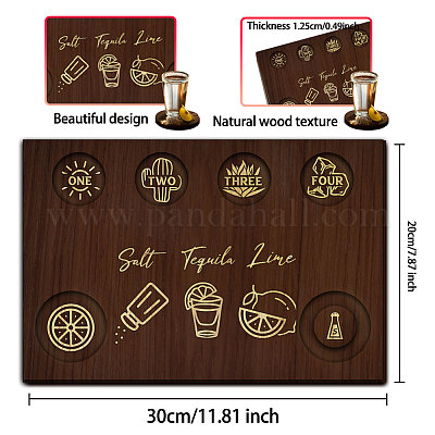 Деревянный поднос для рюмок AJEW-WH0423-008-1