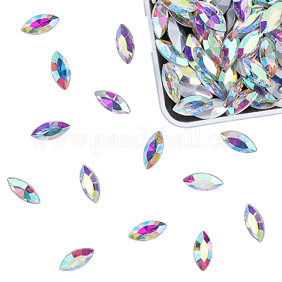 Cabochons en verre avec strass de dos avec point&nbsp;RGLA-OC0001-08C-1