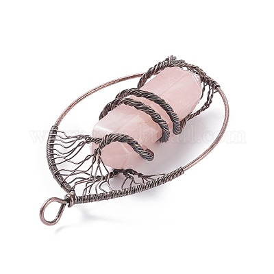 Естественно розового кварца большие кулоны G-F702-02R-A-1