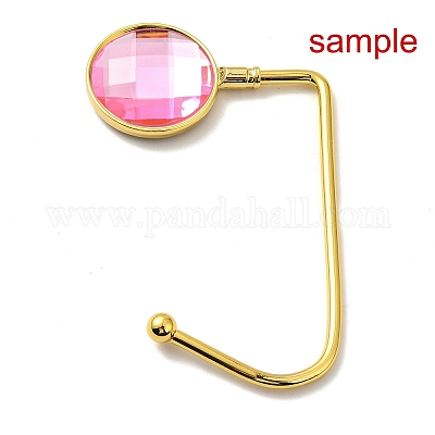 Zinc Alloy Bag Hangers, Purse Hooks, with Thick Right Angled Hook, Round, Golden, 9.9~11.4x7x0.4~0.7cm, Tray: 3.4cm Alloy Round