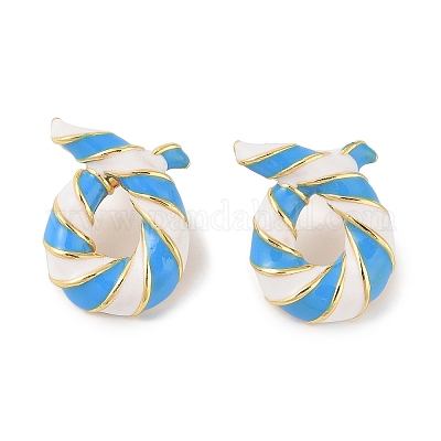 Серьги-гвоздики из латуни с эмалью для женщин EJEW-Q389-02G-05-1