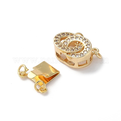 Покрытие стойки латунь микро паве прозрачный кубический цирконий застежки коробки KK-E073-02G-1